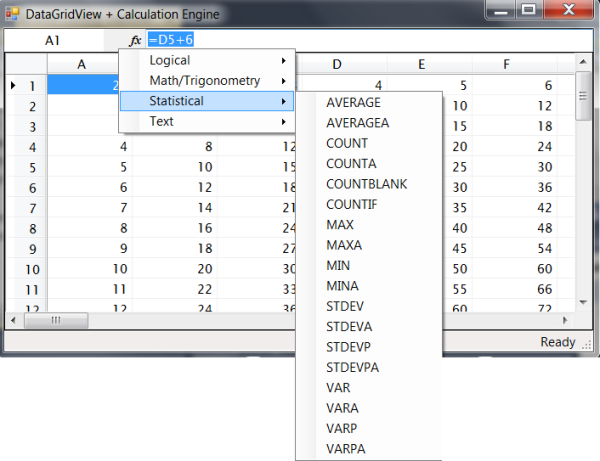 دانلود سورس کد برنامه عملیات و محاسبه داده ها مانند فرمول های Excel در سی شارپ #C